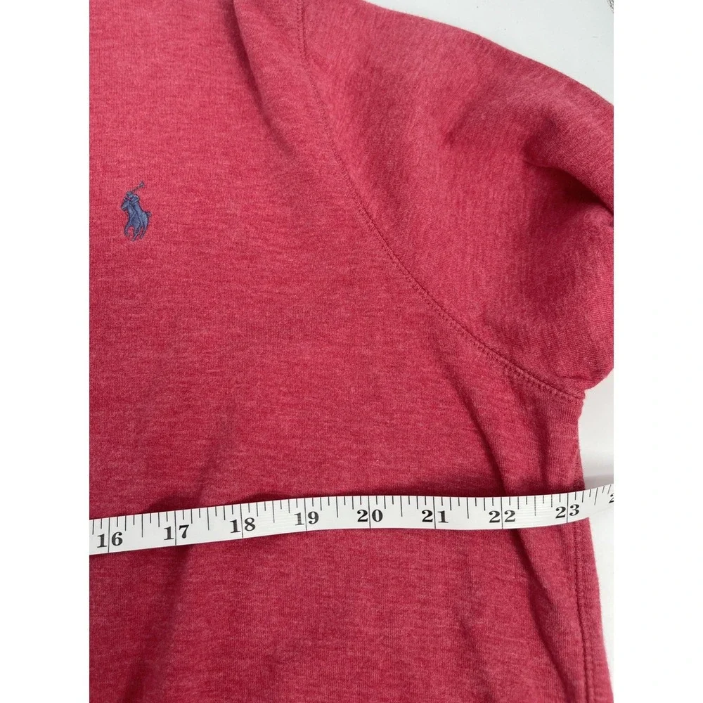 Polo Ralph Lauren Sweatshirt Mens L Salmon Pink 1/4 Zip Up Preppy Pony Pullover